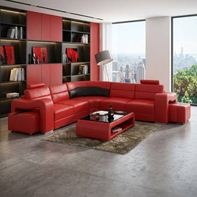 SKÓRZANA SOFA Narożnikowa kanapa NAROŻNIK PROJEKTANT Żywy krajobraz L SHAPE COUCH Siedziba SOFA PISA