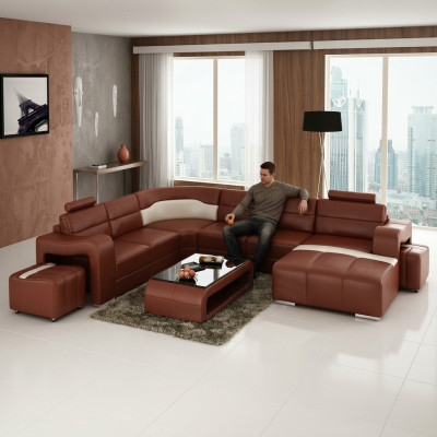 Żywy krajobraz Couch Podkładka Narożnik Ustawić Designerska Sofa Skórzana Duża Sofa Nowość PISA