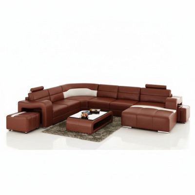 Żywy krajobraz Couch Podkładka Narożnik Ustawić Designerska Sofa Skórzana Duża Sofa Nowość PISA
