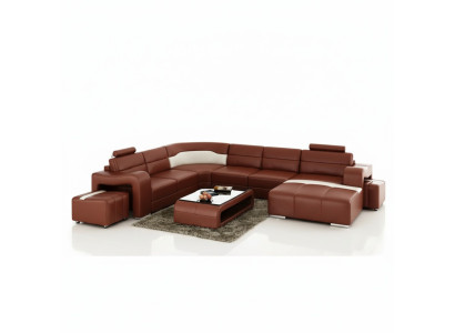 Żywy krajobraz Couch Podkładka Narożnik Ustawić Designerska Sofa Skórzana Duża Sofa Nowość PISA