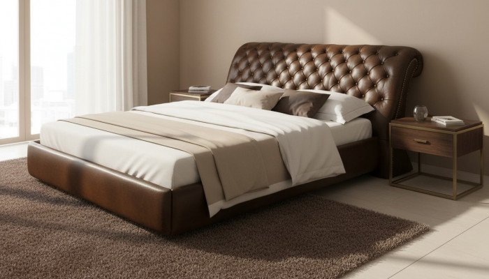 Chesterfield Big Bed Tapicerowane łóżko Podwójne Łóżko Antyczne Wysokiej jakości królewskie łóżko NOWE
