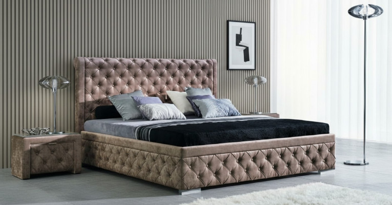 luksusowe łóżko Chesterfield w eleganckim, współczesnym stylu