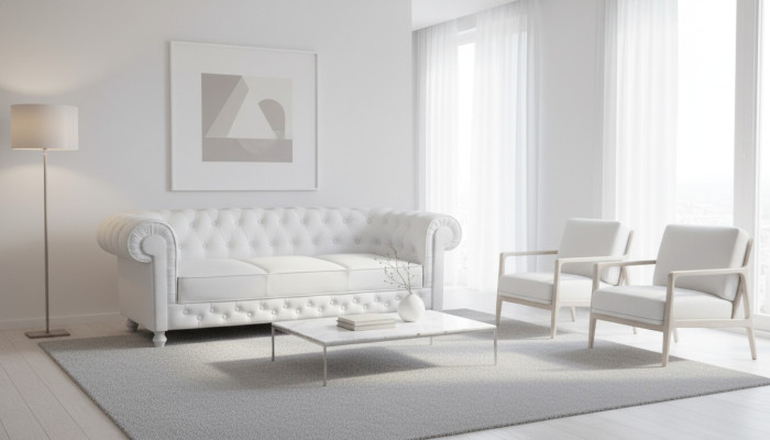 Chesterfield Couch Sofa Komplet 3-osobowy Przyozdobiony Skóra Wyściełane Sofy Kanapy WHITTBY