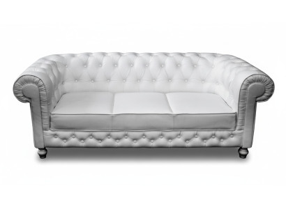 Chesterfield Couch Sofa Komplet 3-osobowy Przyozdobiony Skóra Wyściełane Sofy Kanapy WHITTBY
