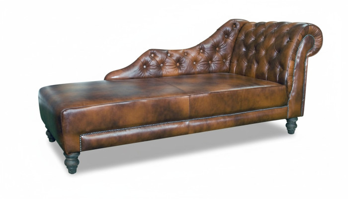 Szezlong Chesterfield Leżak Skóra Włókienniczy Materiał Sofa Relaks