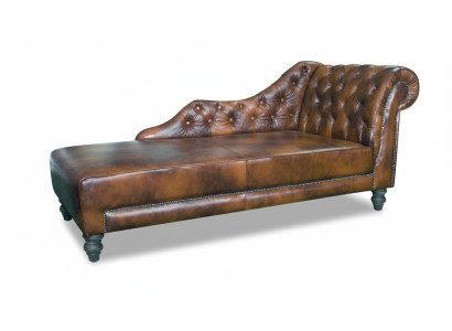 Szezlong Chesterfield Leżak Skóra Włókienniczy Materiał Sofa Relaks