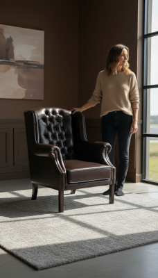 Fotel Chesterfield fotel telewizyjny z podnóżkiem kanapa Relax Sofa Skórzana Kanapa M.15
