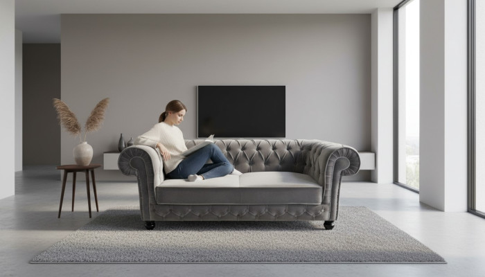 Sofa Chesterfield Kanapa Tapicer 3-osobowa Zestaw Sofy NOWA CHESTER 2.
