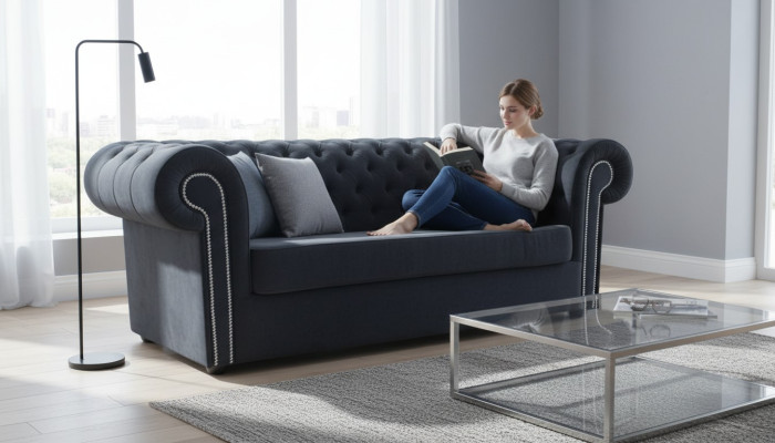 Chesterfield welurowa sofa z tkaniny tapicerskiej Kanapa tapicerowana 3-osobowa Klasyczne sofy Nowe