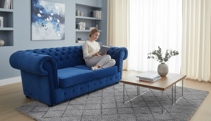 Chesterfield fotelewna tkanina aksamitna kanapa kanapa tapicerowana 3-osobowa klasyczna kanapa Nowa!