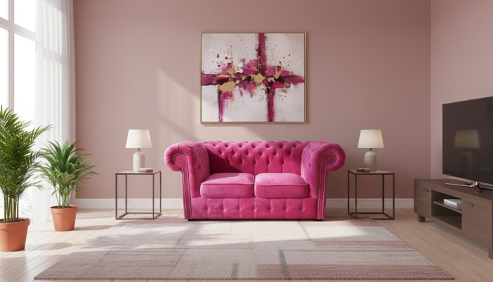Chesterfield Tekstylia Welurowa Tkanina Sofa Kanapa Tapicerka 2-osobowa Klasyczna Kanapa Nowa!