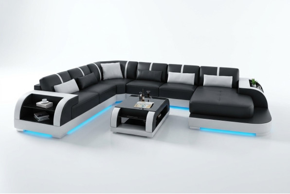 Skórzana sofa kanapa Żywy krajobraz Narożnikowa kanapa Narożnik Ustaw Design Modern Sofa