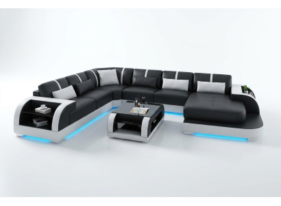 Skórzana sofa kanapa Żywy krajobraz Narożnikowa kanapa Narożnik Ustaw Design Modern Sofa