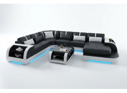 Skórzana sofa kanapa Żywy krajobraz Narożnikowa kanapa Narożnik Ustaw Design Modern Sofa