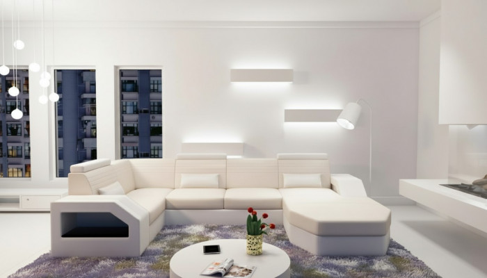 Designerska Sofa Narożnikowa kanapa Skóra Materiał Włókienniczy Podkładka Ustawić Żywy krajobraz Nowy