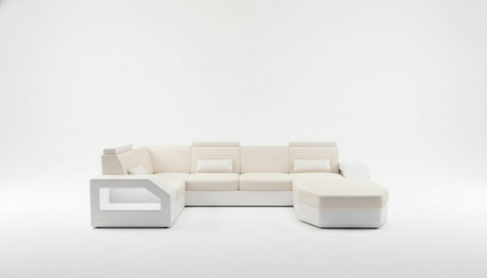 Designerska Sofa Narożnikowa kanapa Skóra Materiał Włókienniczy Podkładka Ustawić Żywy krajobraz Nowy