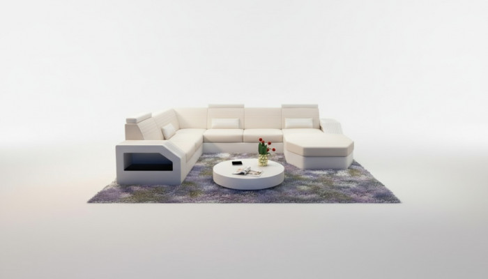 Designerska Sofa Narożnikowa kanapa Skóra Materiał Włókienniczy Podkładka Ustawić Żywy krajobraz