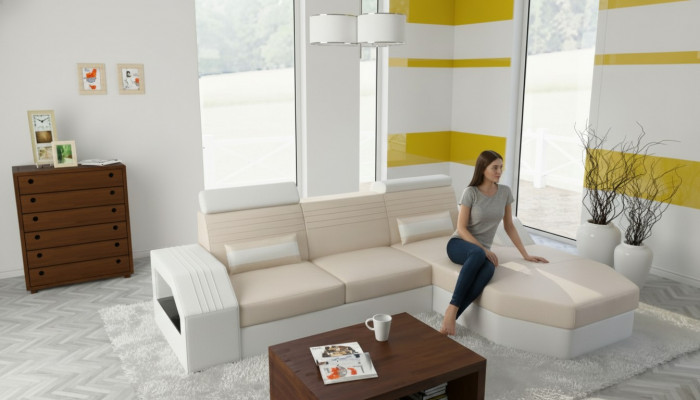 Designerska Sofa Kanapa Narożnikowa kanapa Skóra Materiał Włókienniczy Podkładka Ustawić Żywy krajobraz