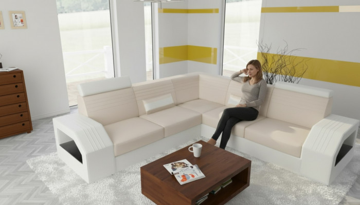 Designerska sofa kanapa Narożnikowa kanapa Skóra Włókienniczy Podkładka Ustawić Żywy krajobraz L kształt