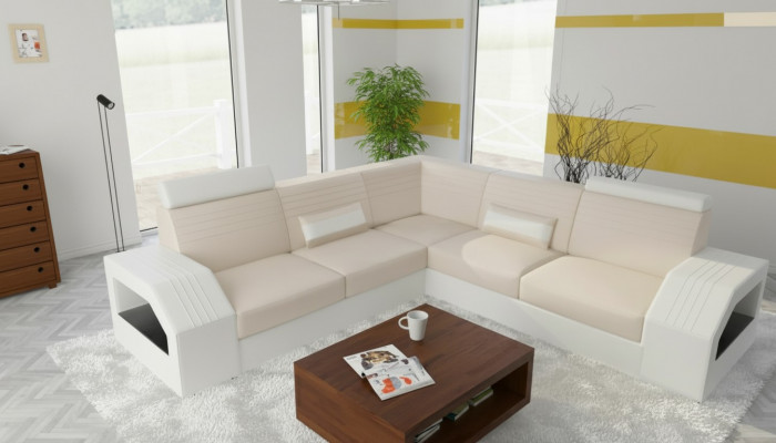 Designerska sofa kanapa Narożnikowa kanapa Skóra Włókienniczy Podkładka Ustawić Żywy krajobraz L kształt
