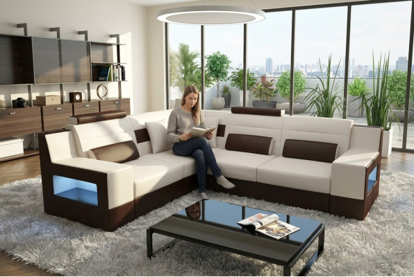 Żywy krajobraz Sofa Kanapa Podkładka Narożnik Narożnikowa kanapa Ustawić Włókienniczy Materiał Skóra Sofy