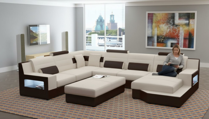 Żywy krajobraz Narożnikowa kanapa Sofa Kanapa Podkładka Ustawić Sofa skórzana Sofa rozkładana