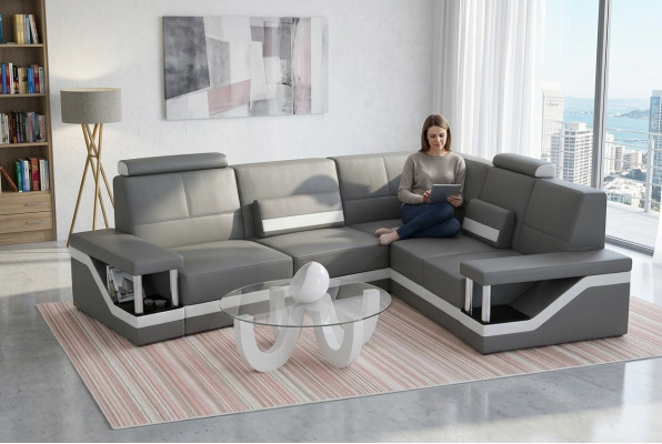 Sofa skórzana Narożnik Sofa Sofa Plakat Zestaw narożny Sofy Materiał Skóra Ustawić Nowy