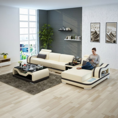 Sofa Skórzana Sofa Kanapa Nowoczesny Żywy krajobraz Narożnikowa kanapa Narożnik Ustawić Design