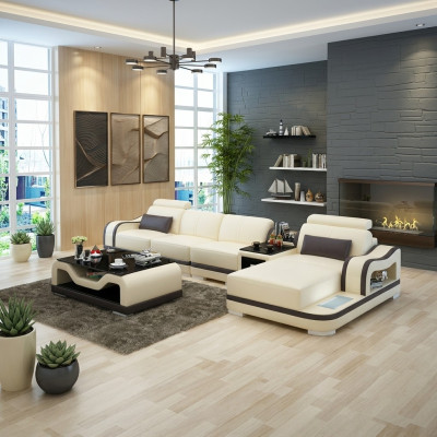 Sofa Skórzana Sofa Kanapa Nowoczesny Żywy krajobraz Narożnikowa kanapa Narożnik Ustawić Design