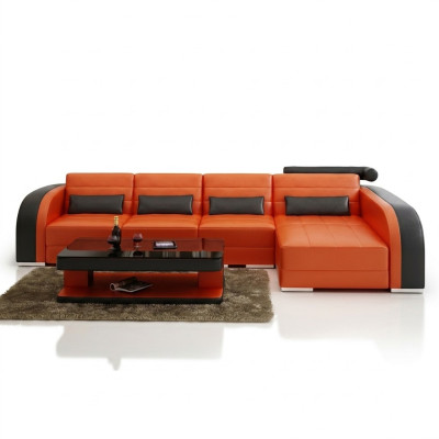 Sofa Big Couch Żywy krajobraz Podkładka Narożnik Skóra Sofa Ustawić Couches Bergamo