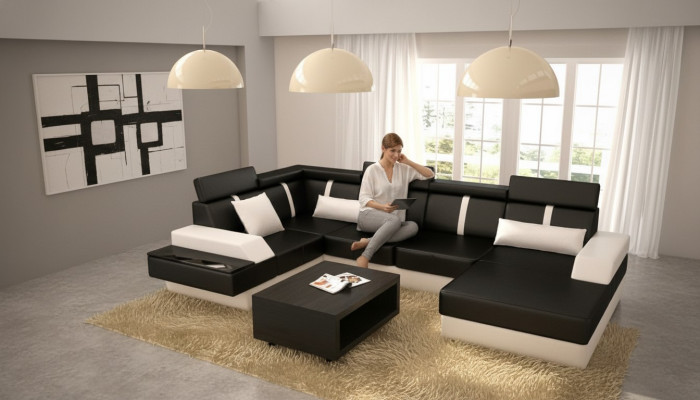 Projektant Żywy krajobrazu Narożnik Sofa Podkładka Ustawić Skórzana Sofa Sofy Nowość