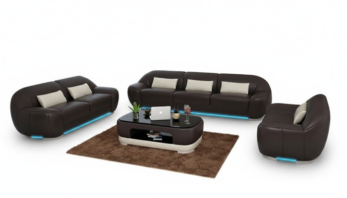 Skórzana Sofa Kanapa Zestaw sofowy Narożnikowa kanapa Narożnik Ustawić Design Decor Nowoczesna Sofa