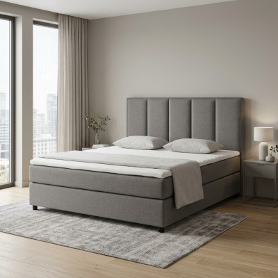 Continental box spring Łóżko Podkładka Wysokie podwójne Skóra Włókienniczy Łóżko