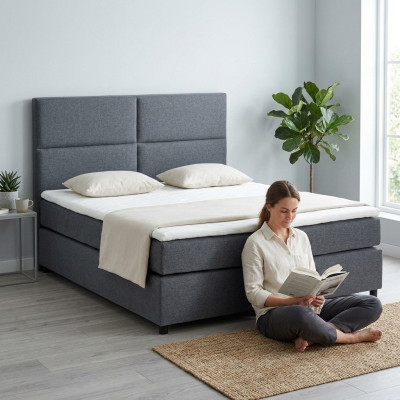Continental box spring Łóżko łóżka Włókiennicze Łóżko Podkładka Wysoki Double Skóra