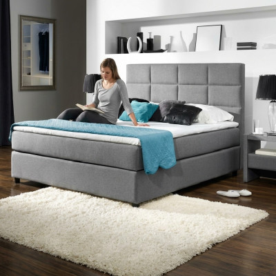 Continental box spring Łóżko podwójne skóra podkładka wysoka włókienniczy łóżko