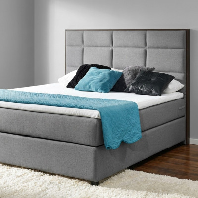 Continental box spring Łóżko podwójne skóra podkładka wysoka włókienniczy łóżko