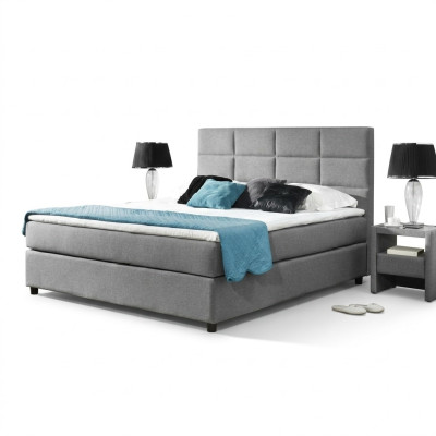 Continental box spring Łóżko podwójne skóra podkładka wysoka włókienniczy łóżko