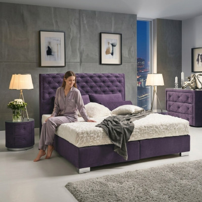 Continental Box Spring Wysokie podwójne łóżko Podkładka Skóra Włókienniczy Łóżko New