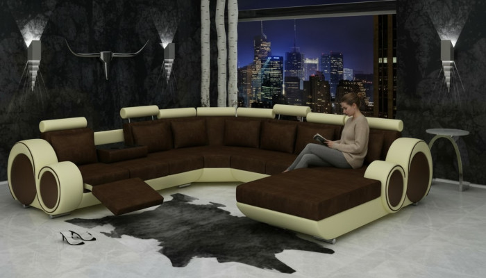 Włókienniczy SOFA XXL Żywy krajobraz Materiał KANAPA DUŻA SOFA TAPICEROWANA NAROŻNIK Narożnikowa kanapa NOWOŚĆ