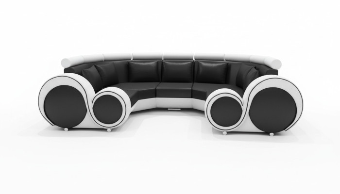 Ekskluzywna nowoczesna skórzana sofa ze sztuczną skórą premium z drewnianym stelażem