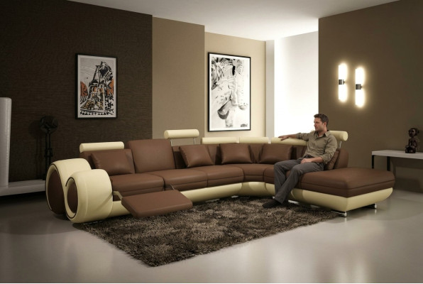 SKÓRZANA SOFA PROJEKTANT SKÓRZANA KANAPA Narożnikowa kanapa Ustawić SOFA Żywy krajobraz NOWOŚĆ Czarny