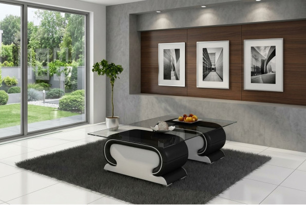 Designerski stolik szklany Tabela Podkładka Skóra Tabela Couch Sofa Stoliki skórzane