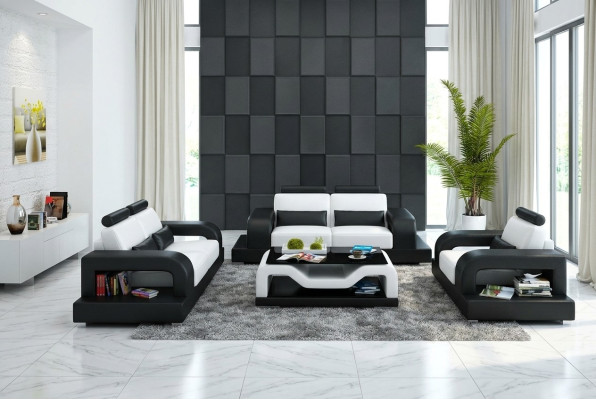 Skórzana sofa kanapa Żywy krajobraz 3+2+1 miejsce do siedzenia Ustawić nowoczesną designerską sofę
