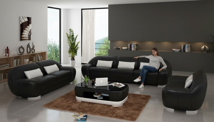 Skórzana sofa kanapa Żywy krajobraz Narożnikowa kanapa Narożnik Ustawić Modern Sofa Design