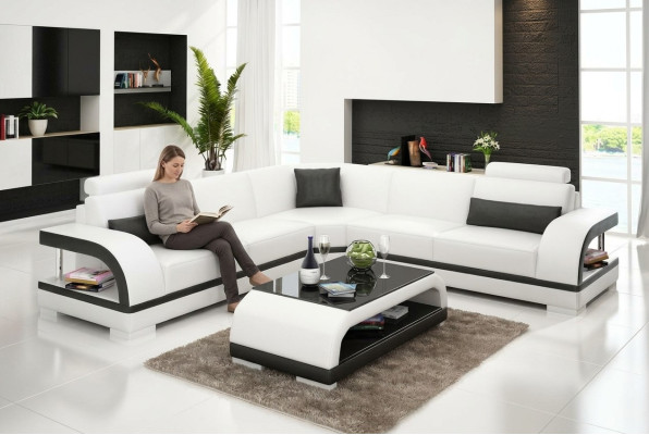 Skórzana sofa kanapa Żywy krajobraz Narożnik kanapa Narożnik Ustaw Design Modern Sofa G8011B