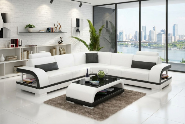 Skórzana sofa kanapa Żywy krajobraz Narożnik kanapa Narożnik Ustaw Design Modern Sofa G8011B