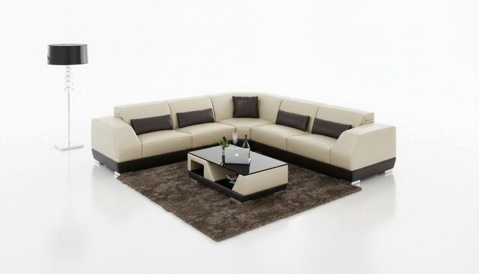 Skórzana sofa Couch Żywy krajobraz Sofa Narożnikowa kanapa Narożnik Ustawić Modern Design