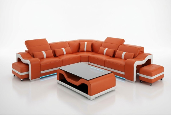Sofa skórzana sofa kanapa Żywy krajobraz Narożnikowa kanapa Narożnik Modern Design Ustawić