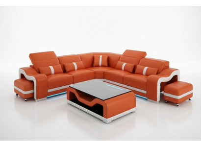 Sofa skórzana sofa kanapa Żywy krajobraz Narożnikowa kanapa Narożnik Modern Design Ustawić