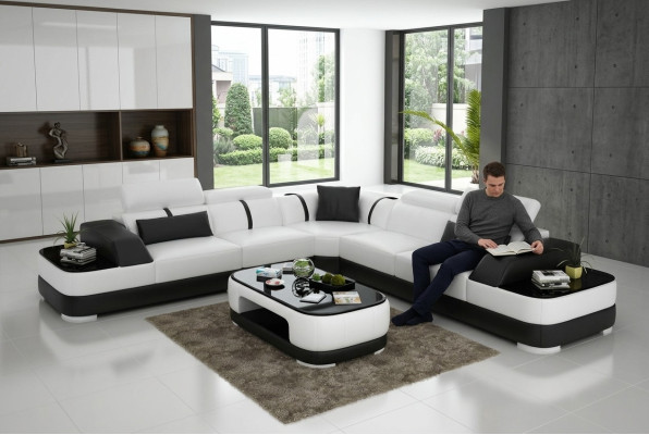 Skórzana sofa Podkładka Siedziba Narożnik sofa Decor Ustawić Żywy krajobraz salonu